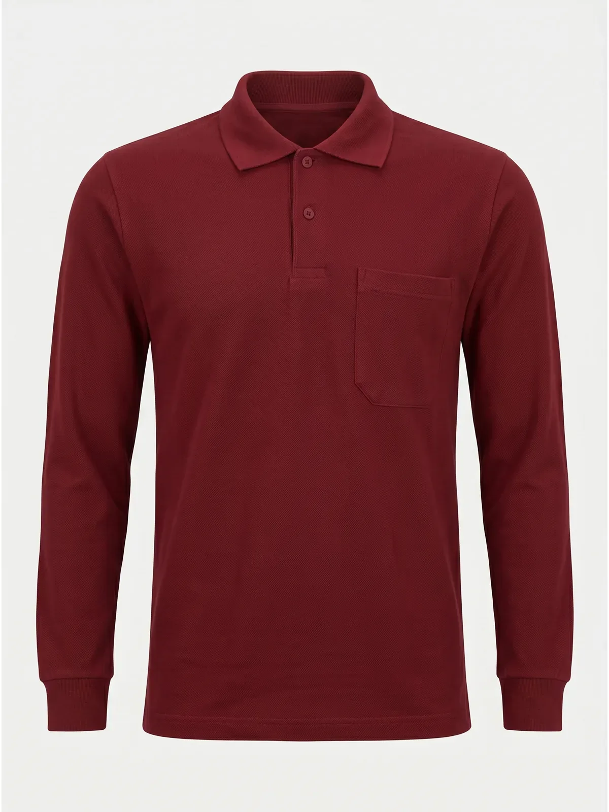 Polo Yaka Uzun Kol Cepli Sweatshirt Bordo için cep üstü / sırt logo uygulamalı ürün görseli